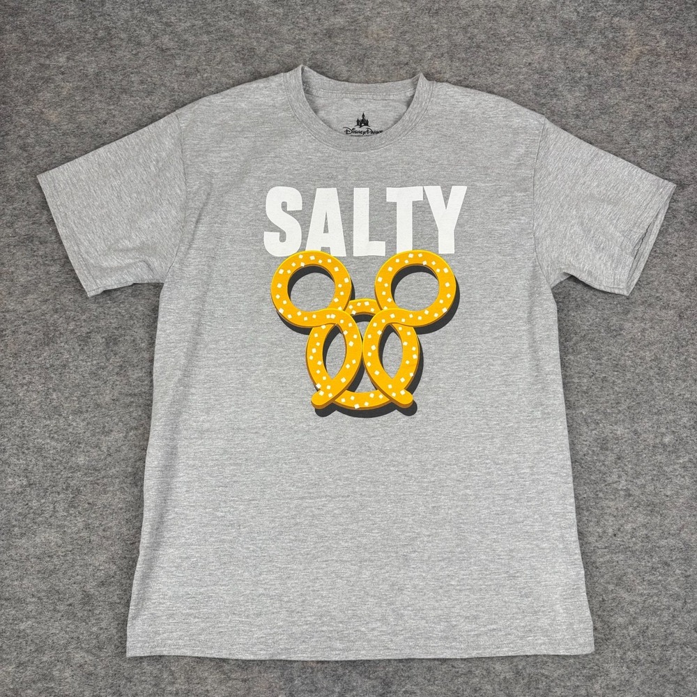 Disney Parks Salty Mickey Pretzel T-Shirt Tee Gray Mens Medium M